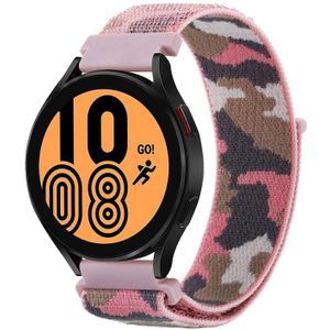 Voor Samsung Galaxy Watch5 40 mm / 44 mm / Watch5 Pro Camo Nylon Loop horlogeband (roze camouflage)