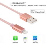 3m 3A Woven Style Metal Head 8 Pin to USB Data / Charger Cable  For iPhone X / iPhone 8 & 8 Plus / iPhone 7 & 7 Plus / iPhone 6 & 6s & 6 Plus & 6s Plus / iPad(Rose Gold)