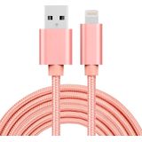 3m 3A Woven Style Metal Head 8 Pin to USB Data / Charger Cable  For iPhone X / iPhone 8 & 8 Plus / iPhone 7 & 7 Plus / iPhone 6 & 6s & 6 Plus & 6s Plus / iPad(Rose Gold)