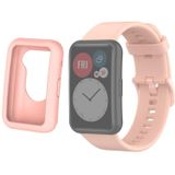 For Huwei Watch Fit Protective Silicone Case + Silicone Watchband Kit(Pink)