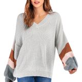 Fashion Casual V-neck Sweater (Color:Grey Size:L)