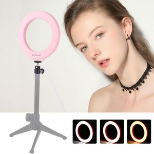 PULUZ 4.7 inch 12cm USB 3 Modes Dimmable LED Ring Vlogging Photography Video Lights  with Cold Shoe Tripod Ball Head(Pink)