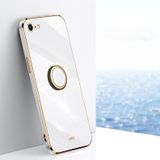 Xinli Rechte 6D Plating Gold Edge TPU Shockproof Case met ringhouder voor iPhone 6 / 6s