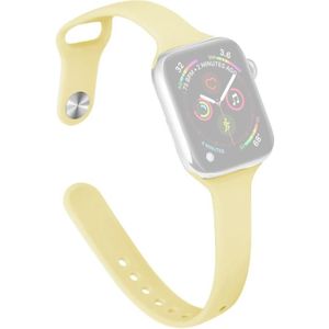 Afslanken Siliconenvervanging horlogeband voor Apple Watch Series 7 45mm / 6 & SE & 5 & 4 44mm / 3 & 2 & 1 42mm (romig geel)