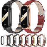 Voor Xiaomi Mi Band 8 Mijobs Plus Case lederen horlogeband (wit zilver)