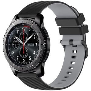 Voor Samsung Gear S3 Frontier 22 mm geruite tweekleurige siliconen horlogeband (zwart + grijs)
