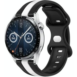 Voor Huawei Watch GT3 46 mm 20 mm vlindergesp tweekleurige siliconen horlogeband (zwart + wit)