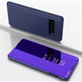 Electroplating Mirror Horizontal Flip Leather Case for Galaxy S10 5G  with Holder(Violet blue)
