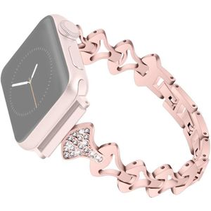 Sector Shape Diamond Metal vervangende band horlogeband voor Apple Watch Series 6 & SE & 5 & 4 44mm / 3 & 2 & 1 42mm (ROSE GOUD)