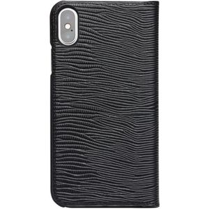 For iPhone XS / X QIALINO Lizard Texture Horizontal Flip Leather Case with Smart View Window & Sleep / Wake-up Function(Black)
