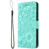 For Huawei P20 lite Skin Feel Embossed Sunflower Horizontal Flip Leather Case with Holder & Card Slots & Wallet & Lanyard(Green)