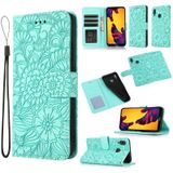 For Huawei P20 lite Skin Feel Embossed Sunflower Horizontal Flip Leather Case with Holder & Card Slots & Wallet & Lanyard(Green)