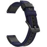 Canvas and Leather Wrist Strap Watch Band for Samsung Gear S2/Galaxy Active 42mm  Wrist Strap Size:135+96mm(Blue)