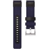 Canvas and Leather Wrist Strap Watch Band for Samsung Gear S2/Galaxy Active 42mm  Wrist Strap Size:135+96mm(Blue)