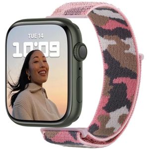 Nylon Loop Watch Band For Apple Watch Series 7 41mm / 6&SE&5&4 40mm / 3&2&1 38mm(Pink Camouflage)