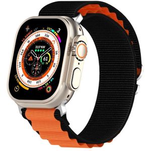 Dubbele kleur nylon horlogeband voor Apple Watch-serie 8 & 7 41 mm / SE 2 & 6 & SE & 5 & 4 40 mm / 3 & 2 & 1 38 mm (zwart + oranje)
