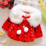 Girls Cloak Thickened Warm Cloak (Color:Red Size:80)
