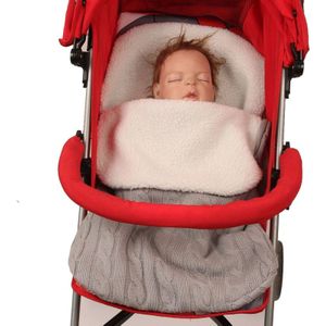 Thick Baby Swaddle Wrap Knit Envelope Sleeping Bag Newborn Infant Warm Bands Indoor Infant Stroller Sleeping Bag (Light Grey)