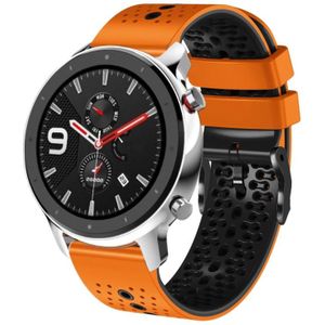 Voor Amazfit GTR 4 Pro 22 mm geperforeerde tweekleurige siliconen horlogeband (oranje + zwart)