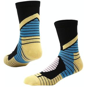 Volwassen elite basketbal sokken mannen dikke badstof sokken  maat: gratis grootte (zwart geel)