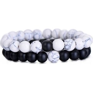 2PCS/Set Couples Distance Bracelet Classic Natural Stone Beaded Bracelets