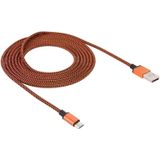 2m Geweven stijl Micro USB to USB 2.0 Data / Lader Kabel, Voor Samsung Galaxy S6 / S5 / S IV / Note 5 / Note 5 Edge, HTC, Sony(Oranje)