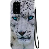 For Samsung Galaxy Note 20 Painting Horizontal Flip Leather Case with Holder & Card Slot & Lanyard(White Leopard)