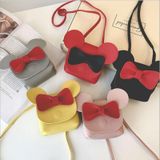 3 PCS Mini  Children Bowknot Handbag For Girls Cartoon PU Leather Shoulder Bag(Pink)