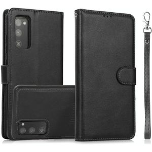 For Samsung Galaxy S20 FE Calf Texture 2 in 1 Detachable Magnetic Back Cover Horizontal Flip Leather Case with Holder & Card Slots & Wallet & Photo Frame(Black)