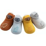 4 Pairs Baby Socks Cartoon Print Glue Strap Baby Anti-Slip Floor Socks Size: S 0-1 Years Old(Blue)