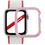 Metal Diamond Protective Watch Case voor Apple Watch Series 3 & 2 & 1 38mm (Pink)
