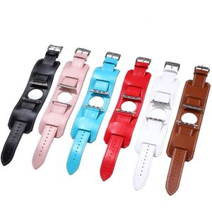 Kakapi for Apple Watch 42mm Bracelet Style Metal Buckle Cowhide Leather Watchband with Connector(Blue)