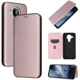 For Nokia 7.3 Carbon Fiber Texture Magnetic Horizontal Flip TPU + PC + PU Leather Case with Card Slot(Pink)
