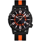 Skmei 9202 Watch Men Business Leisure Sports Calendar Real Leather Strap Watch(Orange)