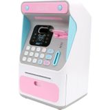 8010 Gesimuleerde gezichtsherkenning ATM Machine Piggy Bank Wachtwoord automatisch rollend geld veilig spaarpot  stijl: oplaadbare versie roze