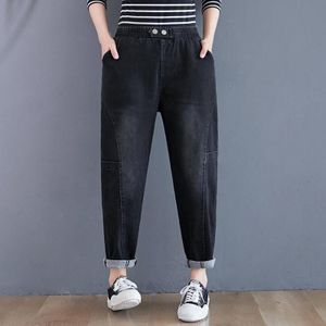 Losse hoge taille radijs broek afslanken Harlan Jeans Vrouwen (Kleur: Zwart formaat: L)