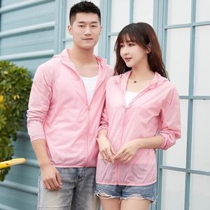 Lovers Hooded Outdoor Windproof And UV Proof Sun Proof Clothes (Color:Pink Size:XXXXL)