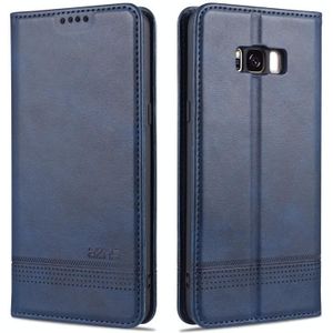 For Samsung Galaxy S8 AZNS Magnetic Calf Texture Horizontal Flip Leather Case with Card Slots & Holder & Wallet(Dark Blue)
