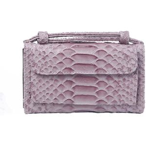 Ladies Snake Texture Print Clutch Bag Long Crossbody Bag With Chain(18# Nude Pink)