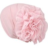 Solid Color Chiffon Big Cap Flower Pullover Turban Hat  Size:One Size(Red Bean Paste)