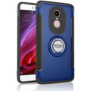 MOFI voor mysterieuze serie Xiaomi Redmi Note 4 X schokbestendige beschermende Back Cover Case met magnetische draaibare ringhouder (blauw)