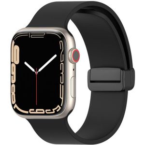 Magnetische zwarte gesp gladde siliconen horlogeband voor Apple Watch Series 8 & 7 45 mm / SE 2 & 6 & SE & 5 & 4 44 mm / 3 & 2 & 1 42 mm