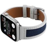 Canvas lederen horlogeband voor Apple Watch Series 7 45 mm / 6 & SE & 5 & 4 44mm / 3 & 2 & 1 42mm