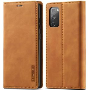 For Samsung Galaxy S20 FE LC.IMEEKE Strong Magnetism Ultra-thin Horizontal Flip Shockproof Matte TPU + PU Leather Case with Holder & Card Slots & Wallet(Brown)