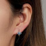 S925 Sterling Silver Turquoise Devil Eye Ear Buckle Women Earrings