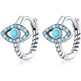 S925 Sterling Silver Turquoise Devil Eye Ear Buckle Women Earrings