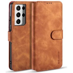 For Samsung Galaxy S21 Ultra 5G DG.MING Retro Oil Side Horizontal Flip Case with Holder & Card Slots & Wallet(Brown)