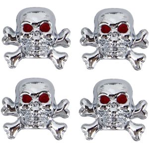 4 PCS Universal Skull Shape Gas Cap Mouthpiece Cover Gas Cap Tire Cap Car Motor Bicycle Tire Valve Caps(Silver)