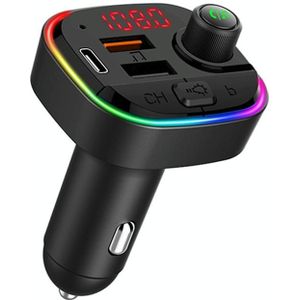 C13 Multifunctional Car Dual USB PD Fast Charger Bluetooth FM Transmitter with Atmosphere Light