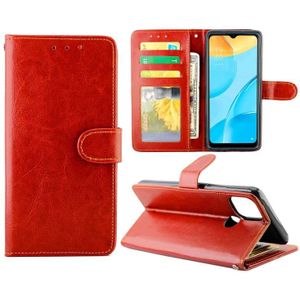 For OPPO A15 Crazy Horse Texture Leather Horizontal Flip Protective Case with Holder & Card Slots & Wallet & Photo Frame(Brown)